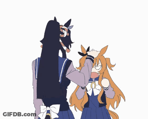 A Cartoon Drawing Of A Girl And A Horse With Long Hair GIF