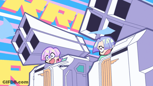 A Cartoon Drawing Of A Girl And A Robot With The Letters N And R On The Bottom GIF
