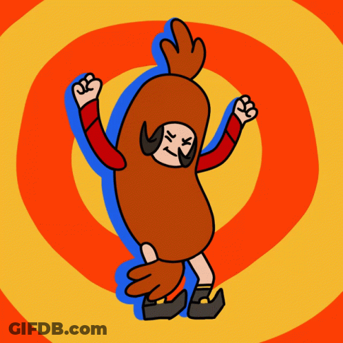 A Cartoon Drawing Of A Girl Dressed As A Sausage GIF
