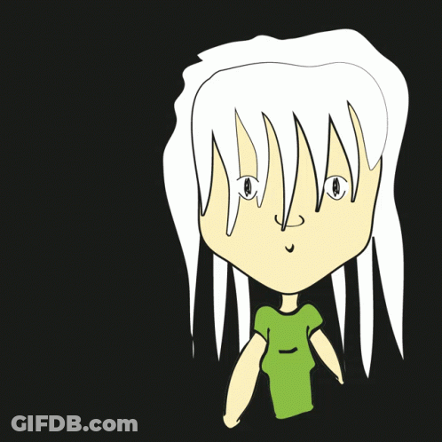 A Cartoon Drawing Of A Girl Giving A Peace Sign With The Word Anarchi Che Behind Her GIF