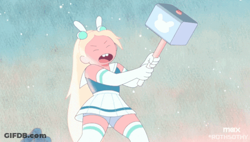 Girl Holding Hammer With Max Rothsotny Text GIF