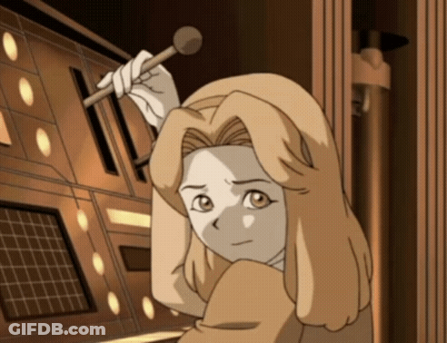A Cartoon Drawing Of A Girl Holding A Stick In Her Hand GIF
