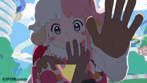Cartoon Girl Holding Triangle GIF