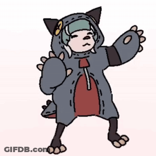 A Cartoon Drawing Of A Girl In A Cat Costume . GIF