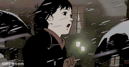 A Cartoon Drawing Of A Girl In The Snow GIF