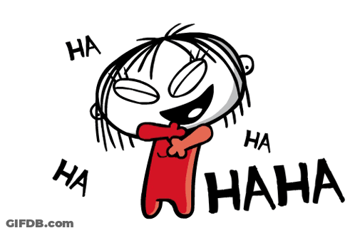 A Cartoon Drawing Of A Girl Laughing With The Words Ha Ha Ha GIF