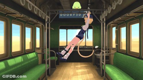 A Cartoon Drawing Of A Girl On A Swing With A Sign That Says Dobby3d GIF