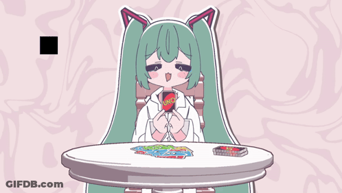A Cartoon Drawing Of A Girl Playing A Game Of Uno GIF