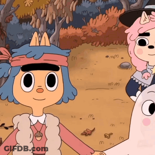 A Cartoon Drawing Of A Girl Wearing A Headband That Says M On It GIF