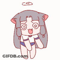 A Cartoon Drawing Of A Girl With A Cat Ear And A Swirl Around Her Head GIF