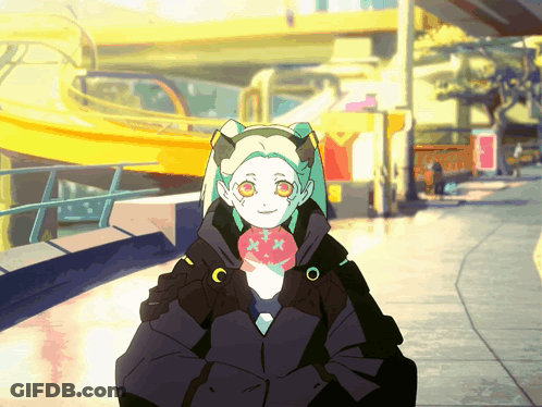 A Cartoon Drawing Of A Girl With A Donut In Her Mouth GIF