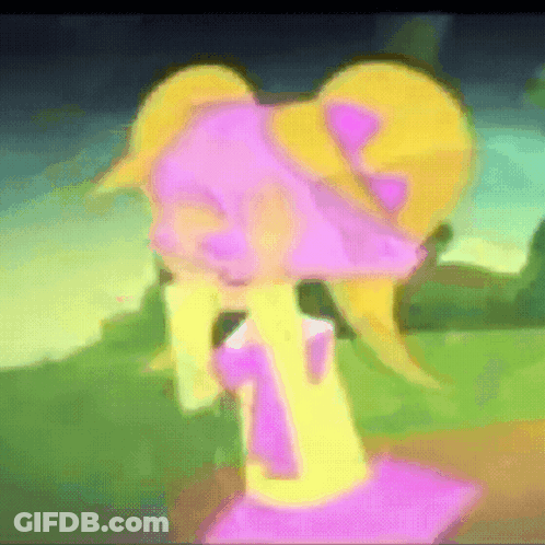 A Cartoon Drawing Of A Girl With A Pink Bow In Her Hair GIF