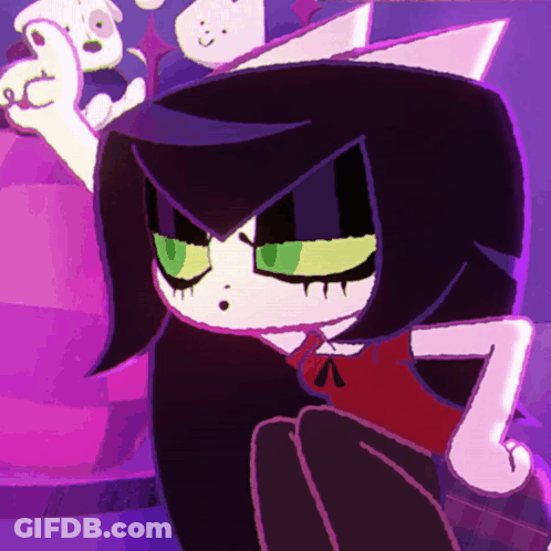 A Cartoon Drawing Of A Girl With A Purple Background GIF