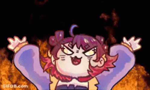 A Cartoon Drawing Of A Girl With A Purple Sweater And Red Hair GIF