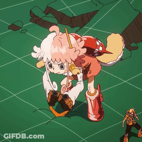 Girl With Rocket In Her Back GIF