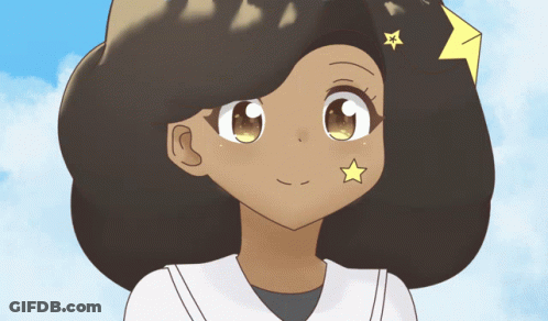 A Cartoon Drawing Of A Girl With A Star On Her Cheek GIF