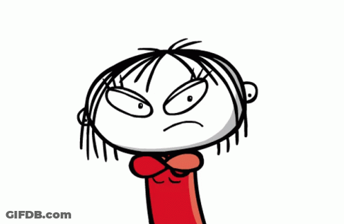 A Cartoon Drawing Of A Girl With A Very Angry Expression On Her Face GIF