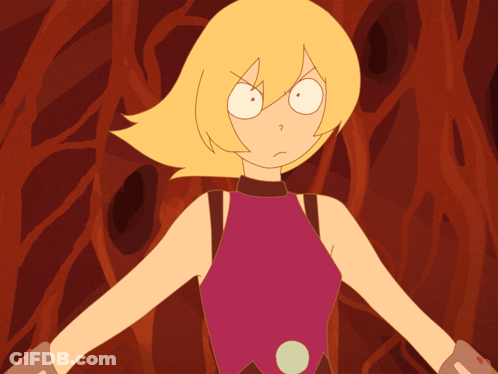 A Cartoon Drawing Of A Girl With A Yellow Hair GIF