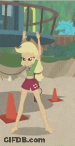 A Cartoon Drawing Of A Girl With Applejack On Her Shirt GIF