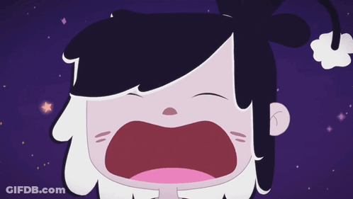 A Cartoon Drawing Of A Girl With Black Hair And White Hair GIF