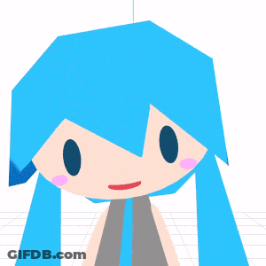 A Cartoon Drawing Of A Girl With Blue Hair And A Pink Cheek GIF