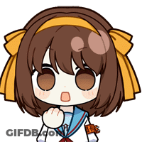 A Cartoon Drawing Of A Girl With Brown Hair And Yellow Bows GIF