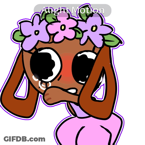 A Cartoon Drawing Of A Girl With Flowers On Her Head And The Words Alight Motion Above Her GIF