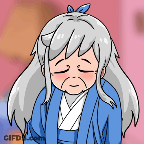 A Cartoon Drawing Of A Girl With Gray Hair GIF