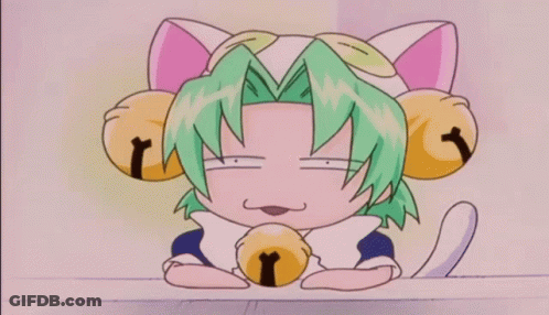 A Cartoon Drawing Of A Girl With Green Hair And Cat Ears GIF