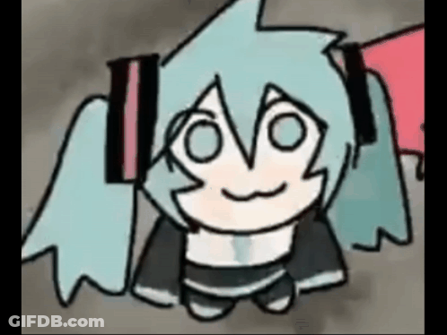 A Cartoon Drawing Of A Girl With Headphones And A Red Bow On Her Head . GIF