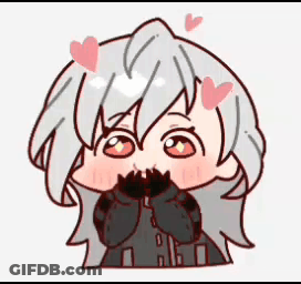 A Cartoon Drawing Of A Girl With Hearts Around Her Head Covering Her Mouth . GIF