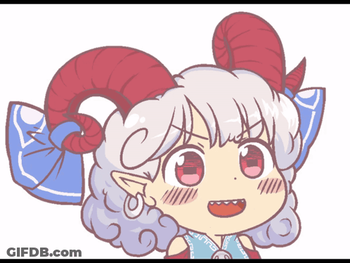 Girl With Horns And Blue Bow Drawing GIF