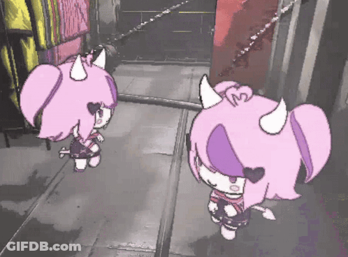 A Cartoon Drawing Of A Girl With Horns And A Heart On Her Head GIF