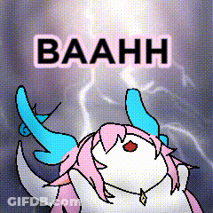 Cartoon Girl With Horns And Baaah Text GIF