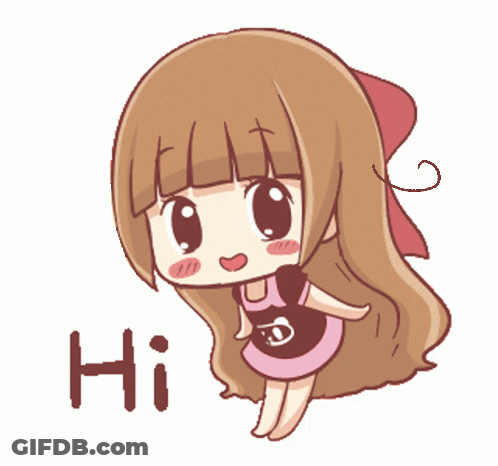 A Cartoon Drawing Of A Girl With Long Hair Saying Hi GIF