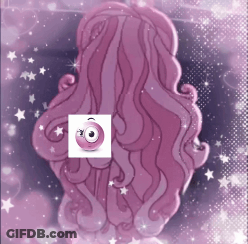 A Cartoon Drawing Of A Girl With Pink Hair And A Smiley Face GIF