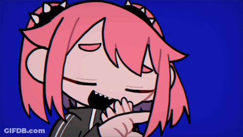 A Cartoon Drawing Of A Girl With Pink Hair And Spikes On Her Head GIF