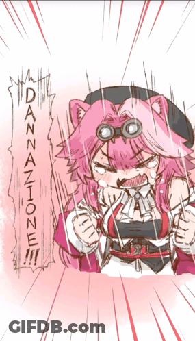 A Cartoon Drawing Of A Girl With Pink Hair And The Word Dannazione GIF