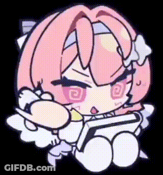 A Cartoon Drawing Of A Girl With Pink Hair And White Wings Holding A Book On A Black Background . GIF