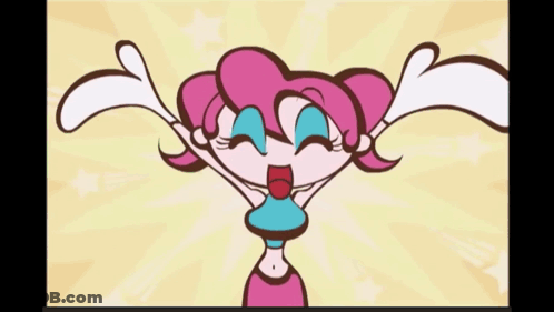 A Cartoon Drawing Of A Girl With Pink Hair And White Wings GIF