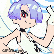 A Cartoon Drawing Of A Girl With Purple Hair GIF