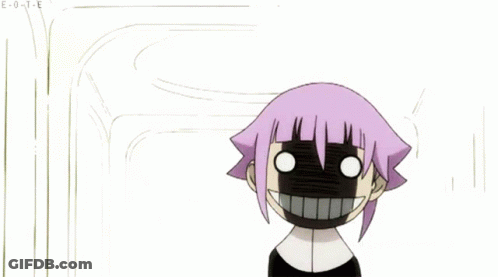 A Cartoon Drawing Of A Girl With Purple Hair And A Big Smile On Her Face GIF
