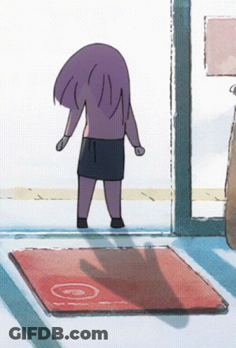 A Cartoon Drawing Of A Girl With Purple Hair GIF