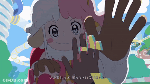 Cartoon Girl With Rainbow Nails GIF