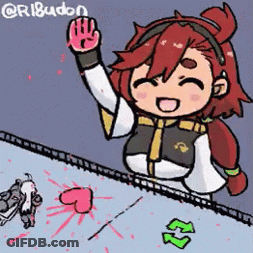 A Cartoon Drawing Of A Girl With Red Hair Waving Her Hand . GIF