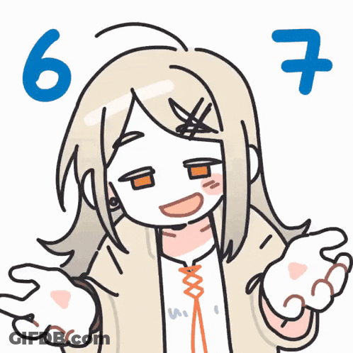 A Cartoon Drawing Of A Girl With The Number 6 And 7 Above Her GIF