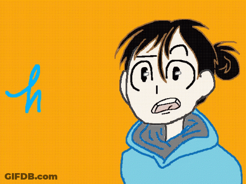 A Cartoon Drawing Of A Girl With The Word Hello Written In Blue GIF