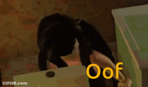 A Cartoon Drawing Of A Girl With The Word Oof On The Bottom Right GIF