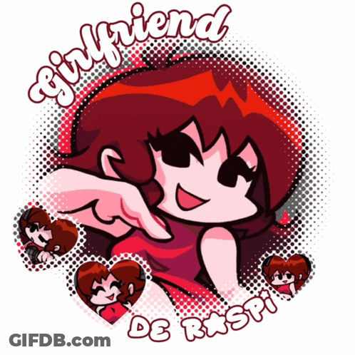 A Cartoon Drawing Of A Girl With The Words " Girlfriend " Above Her GIF