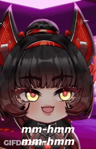 A Cartoon Drawing Of A Girl With The Words Mm-Hmm Mm-Hmm On The Bottom GIF